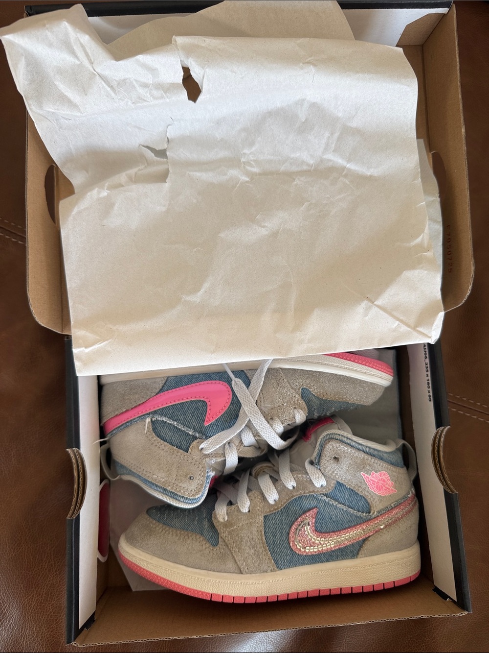 Nike Kids Gray, Blue & Pink High-Top Sneakers